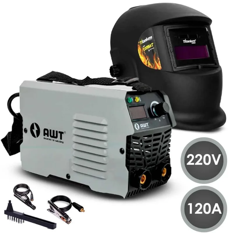 Máq. de Solda awt MMA120 120A + Máscara Automática Titanium