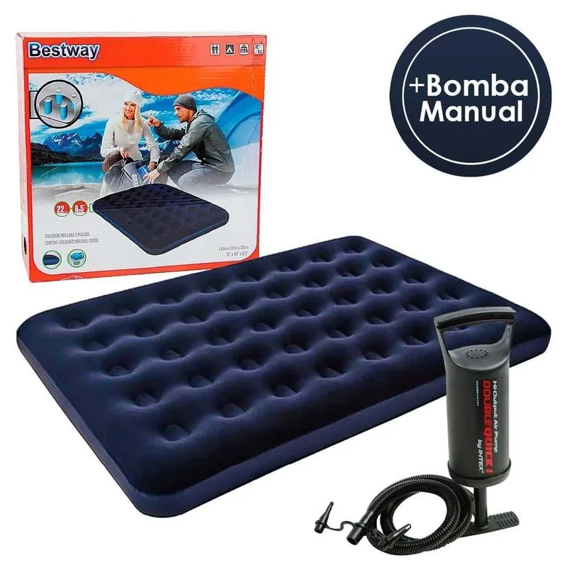 Colchão Inflável Casal Bst-026 Bestway + Bomba Manual Unic U