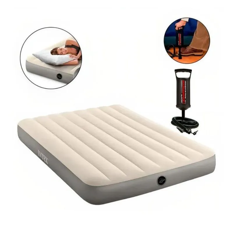 Colchão Inflável Casal Dura Beam Intex Travesseiro + Bomb