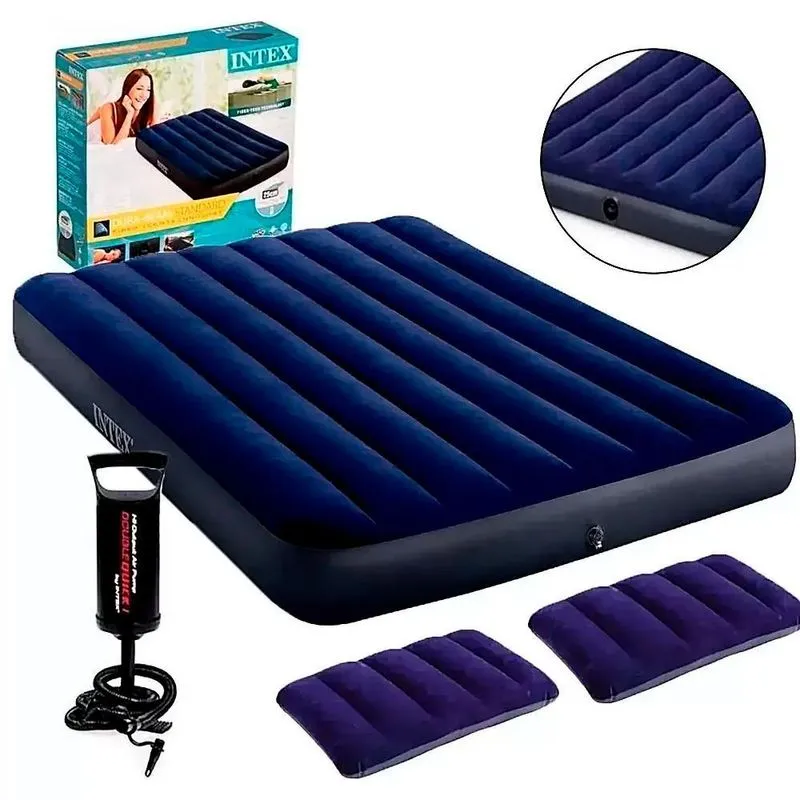 Colchão Inflável Casal Com Fole Intex + Travesseiro Unic