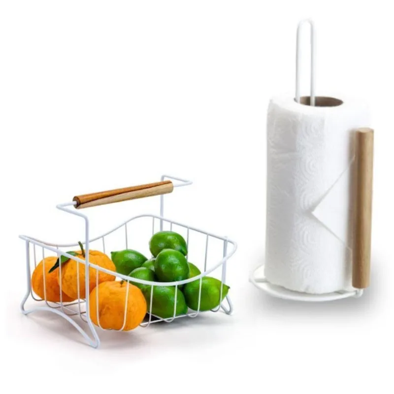 Kit Porta Papel Toalha + Fruteira Centro De Mesa