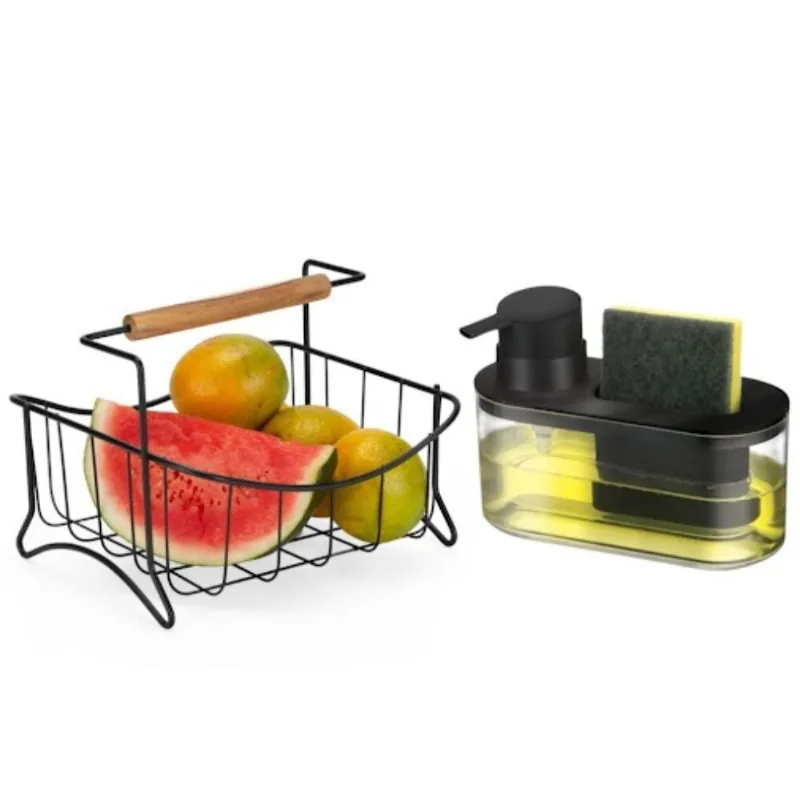 Kit Fruteira + Dispenser Para Detergente Com Porta