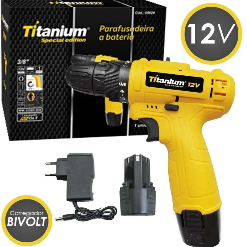 Paraf / Furad 12V 6238 + Kit Ferr C/Maleta 11Pçs Titanium