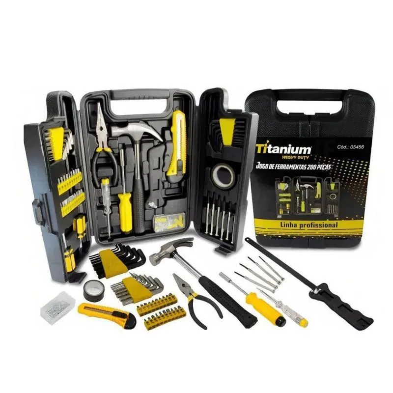 Parafusadeira 4v C/bits +jg De Ferramentas 200 Pçs Titanium