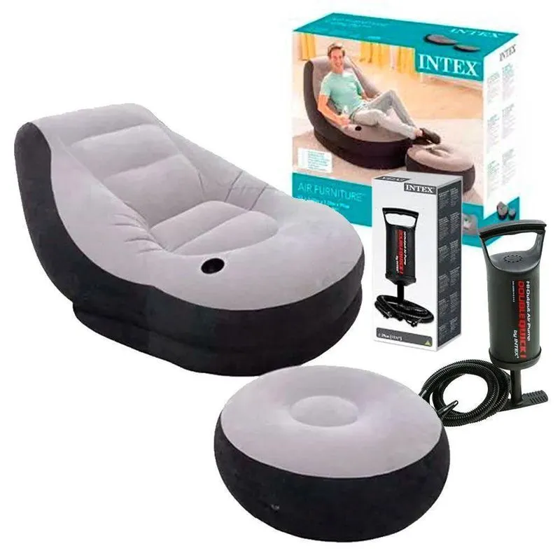 Poltrona Inflável Ultra Intex + Bomba De Ar Manual68564 Unic