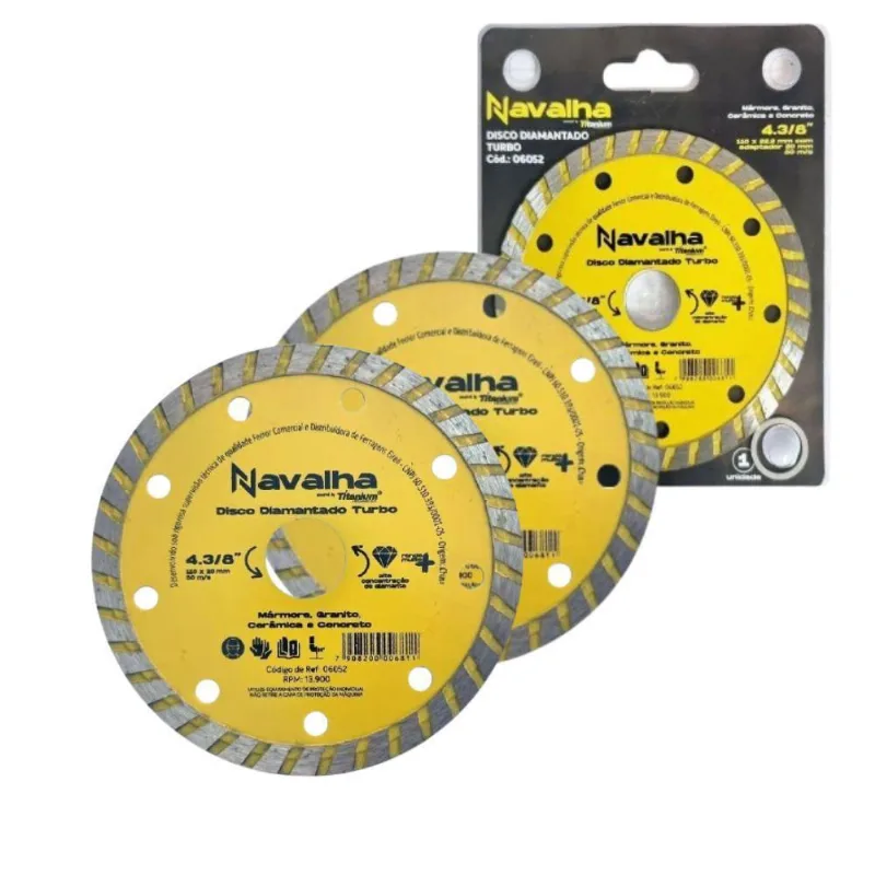 Kit 2 Disco Corte Diamantado Navalha 4.3/8 X 110Mm Titanium