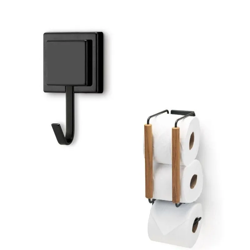 Kit Gancho E Suporte Adesivo Para Papel Higiênico Arthi