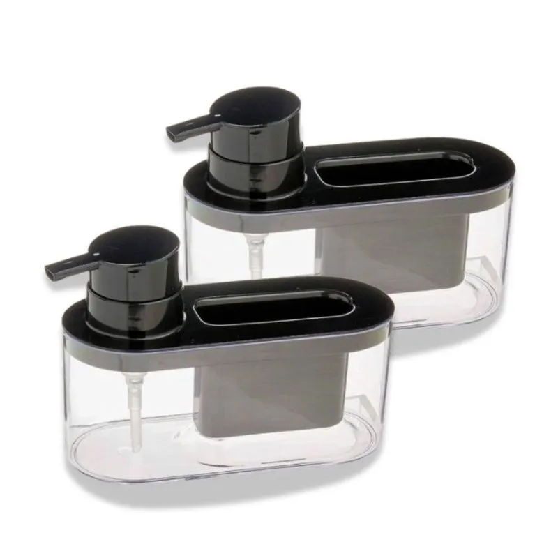 Kit 2 Dispensers Para Detergente Com Porta Bucha