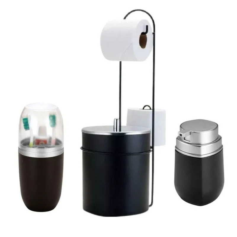 Suporte Para Papel Higiênico + Porta Escova + Porta Sabonete