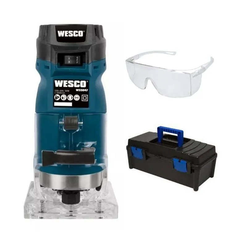 Kit Tupia Laminados 1/4" 0500w 0-33500rpm + Caixa + Oculos