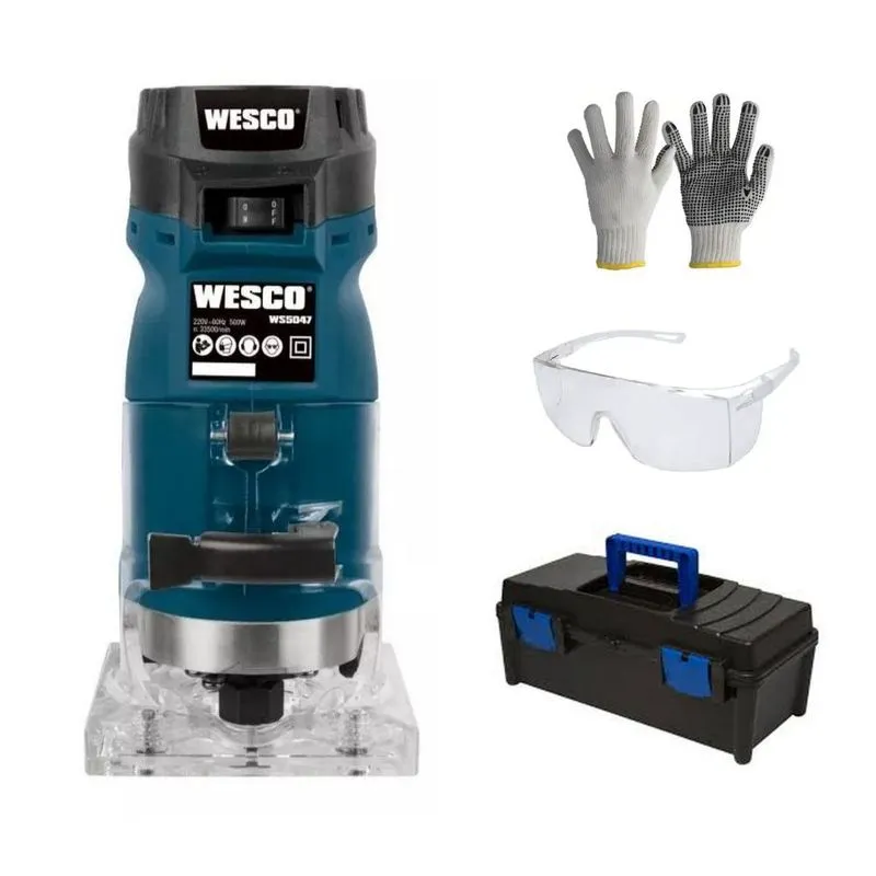 Kit Tupia Laminados 1/4" 0500w + Caixa + Óculos + Luva