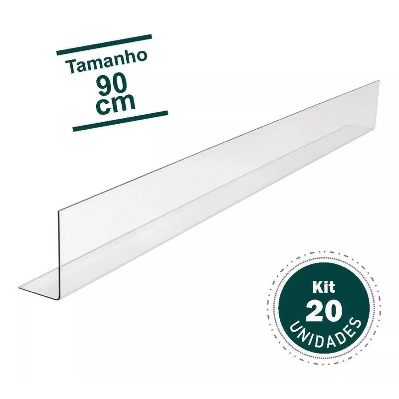 Kit 20 Cantoneiras Aparadora De Gondolas 90cm Somos Fábrica
