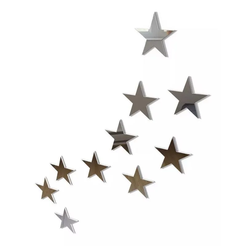 20 Estrelas Espelho Decorativo Quarto Sala Bebê Acrílico