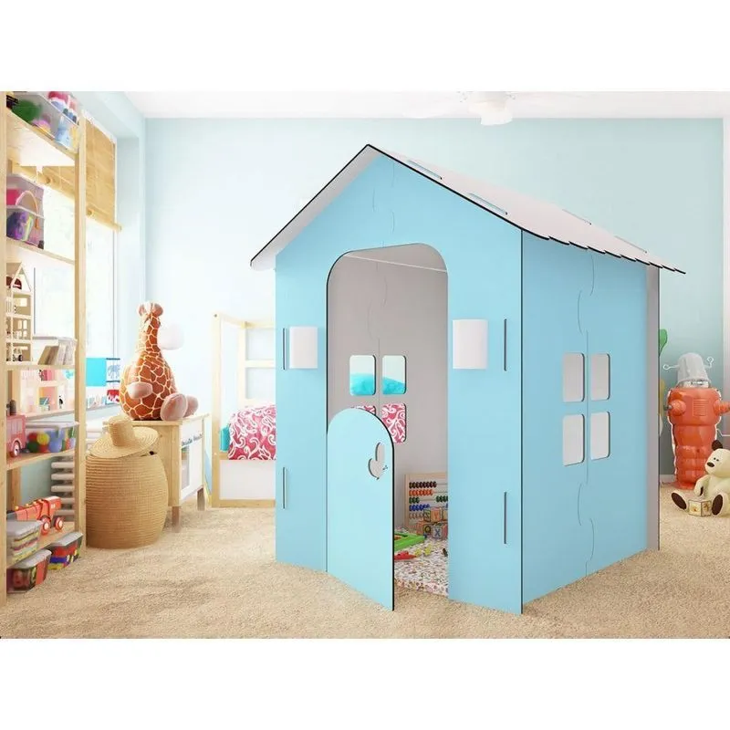 Casinha Infantil Azul iluminação em LED Parede Magnetizada