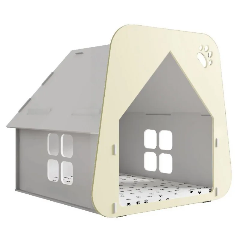 Casinha Pet Cachorro/gato Branca e Off White Tamanho P