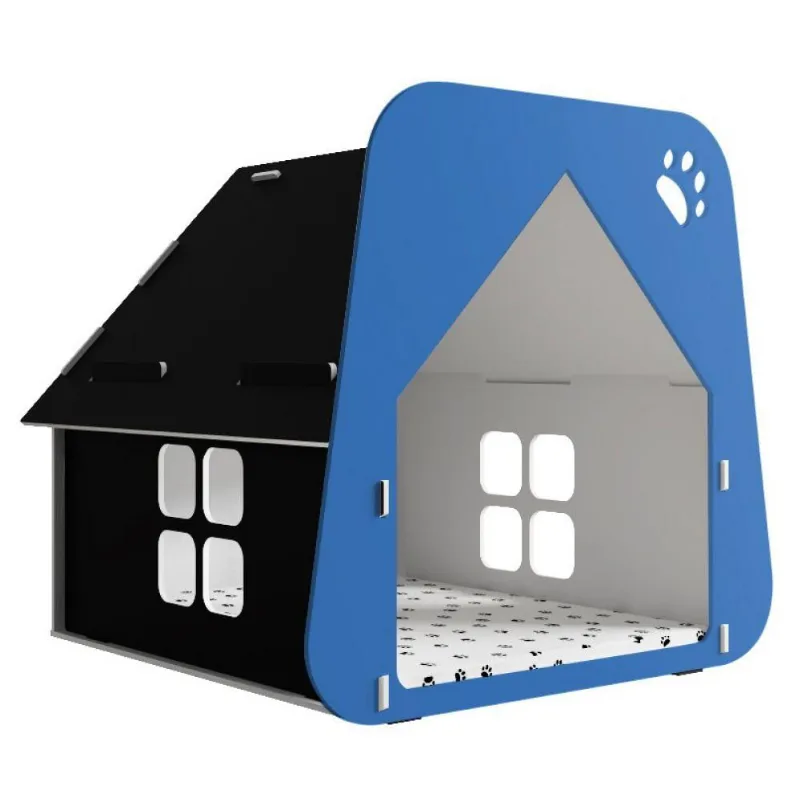 Casinha Pet Cachorro/gato Preto e Azul Tamanho P