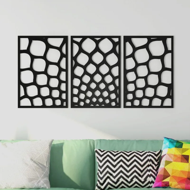 Quadros Decorativos MDF Trio Abstrato Preto