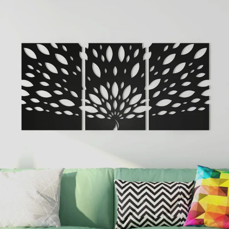 Quadros Decorativos MDF Trio Pavão Preto