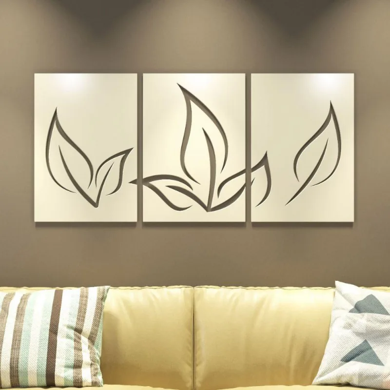 Quadros Decorativos MDF Trio Folhagens Sweet Corn