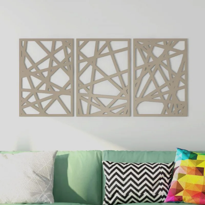 Quadros Decorativos MDF Trio Linhas Fendi