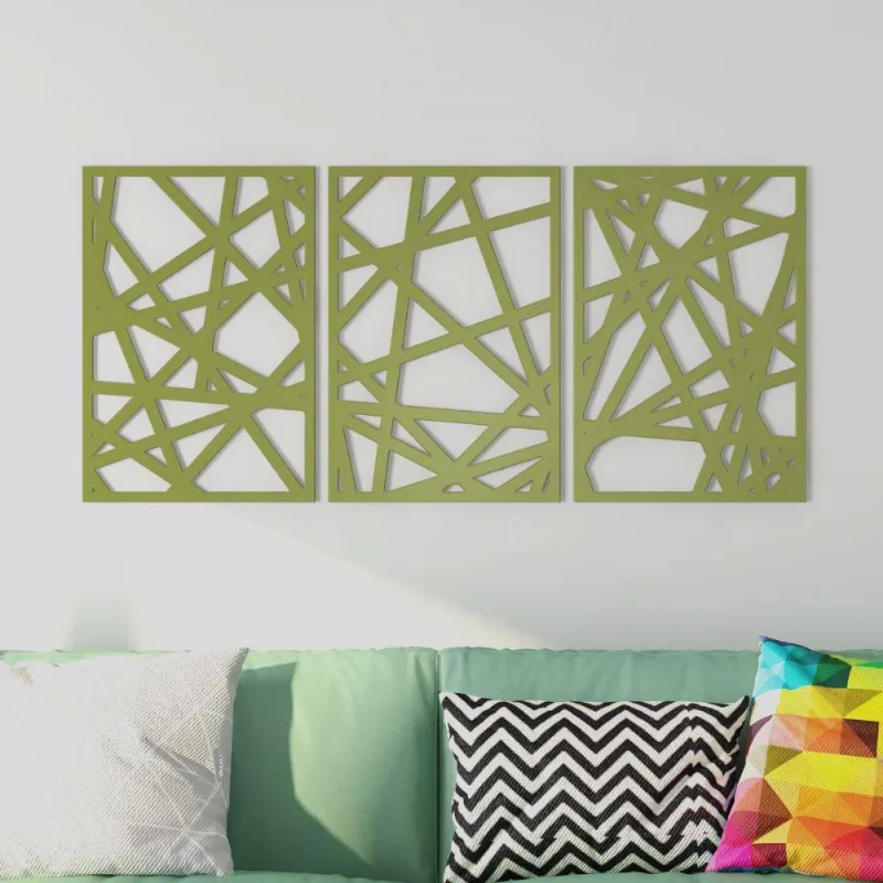 Quadros Decorativos MDF Trio Linhas Off White