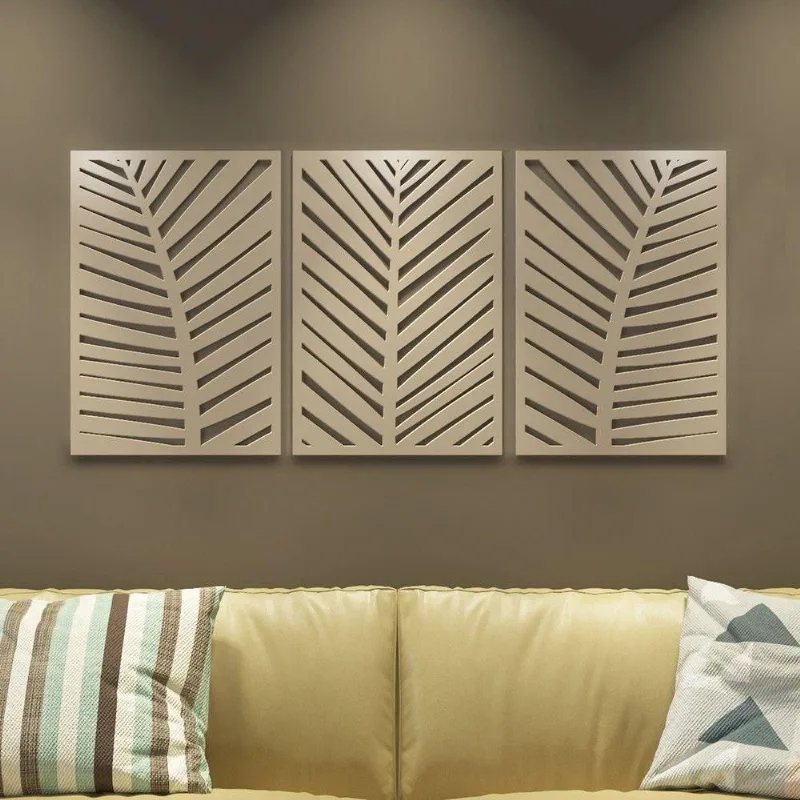 Quadros Decorativos MDF Trio Folhagem Fendi