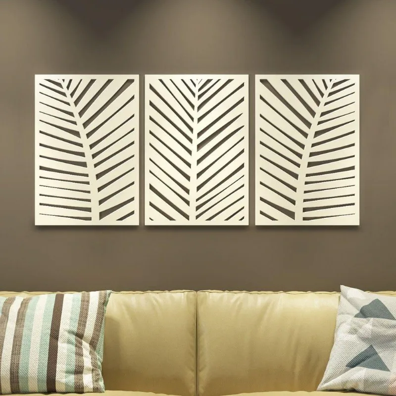 Quadros Decorativos MDF Trio Folhagem Off White