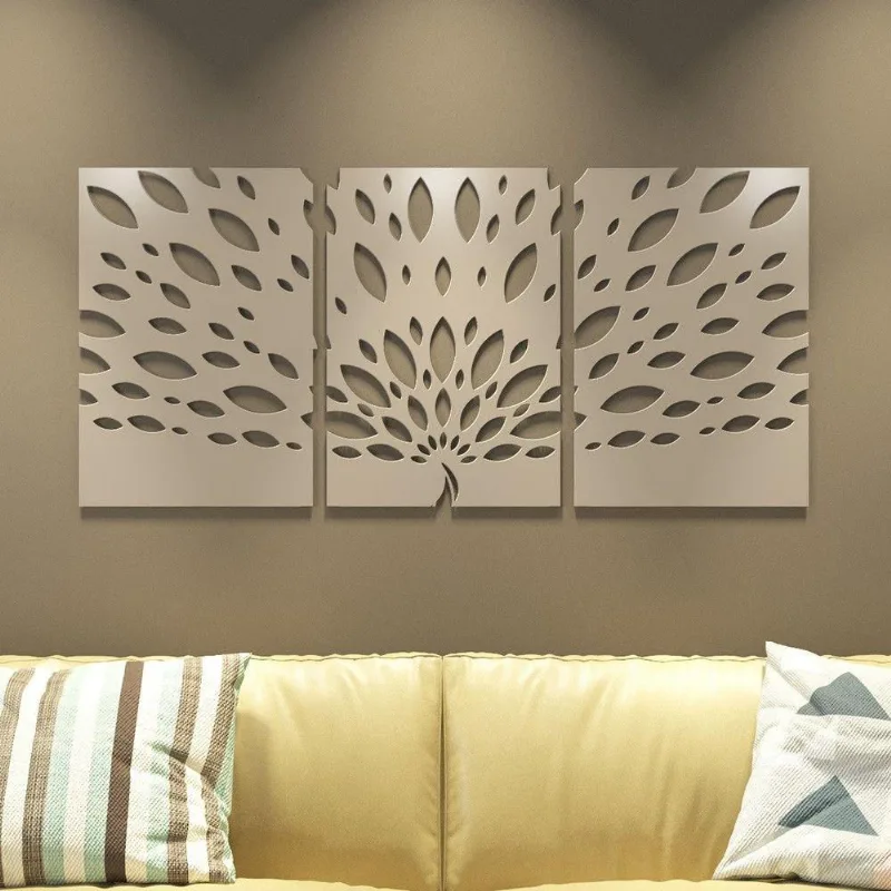 Quadros Decorativos MDF Trio Pavão Fendi