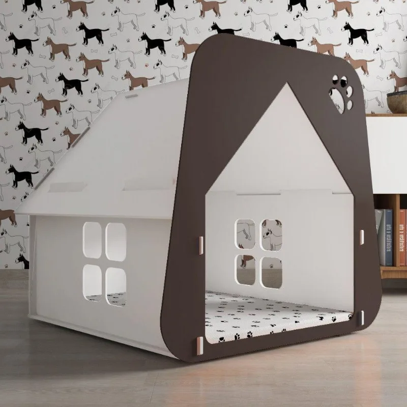 Casinha Pet Cachorro/Gato Branca e Marrom - Tamanho G