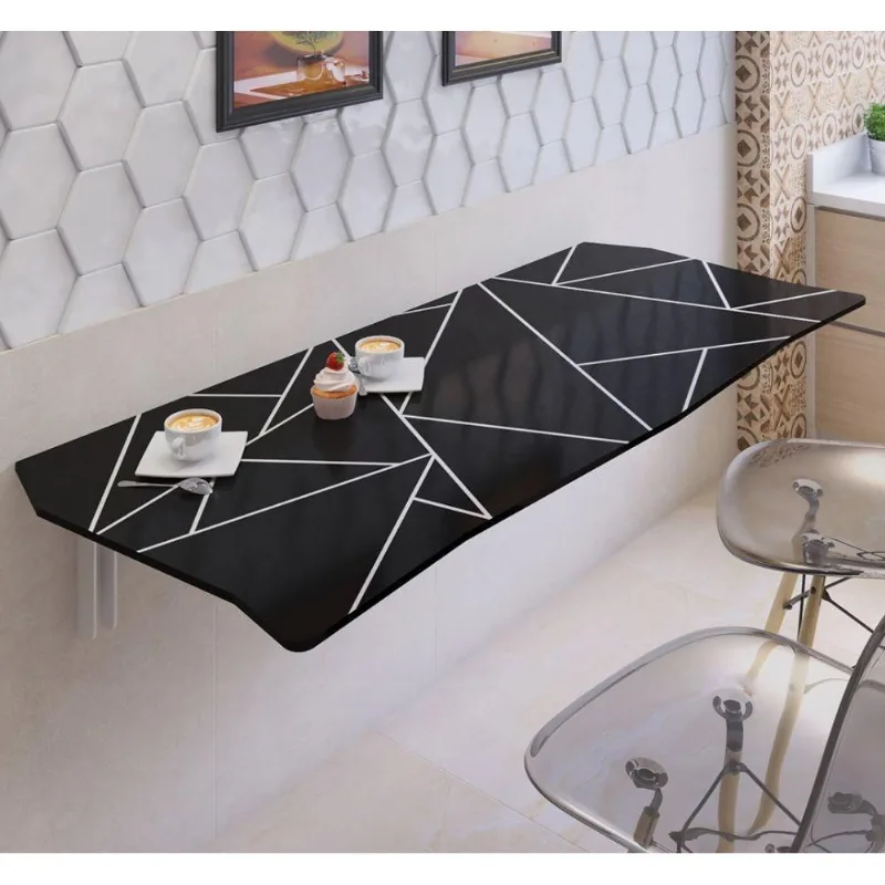 Mesa De Parede Dobrável Lux 130x46cm Preto