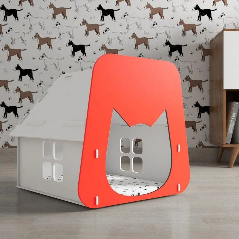 Casinha Pet Gato Branca E Fiesta
