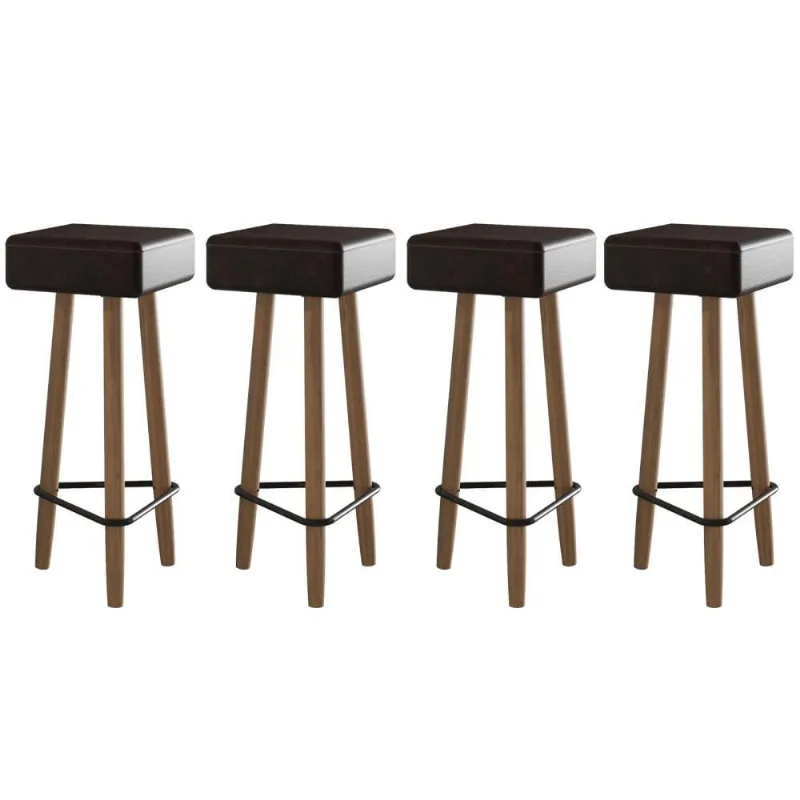 Conjunto de 4 Banquetas Quadradas 3 Pés Marrom