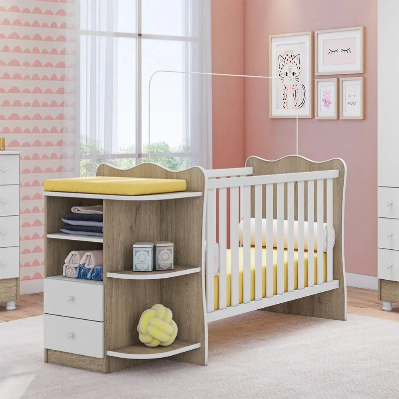Berço Cômoda com Cantoneira Linha Doce Sonho Branco