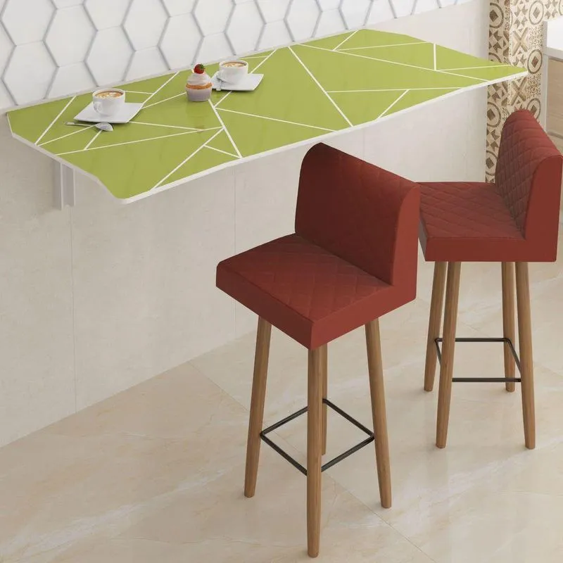 Mesa Dobrável 130cm Linha Lux Com 2 Banquetas Pepper Stem