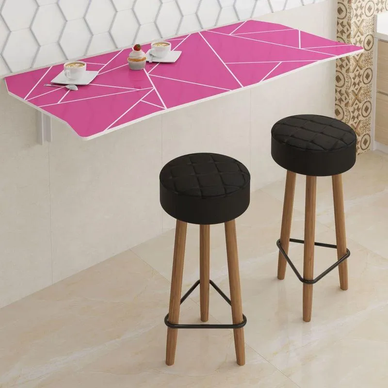 Mesa Dobrável 130cm Linha Lux Com 2 Banquetas Pink Peacock