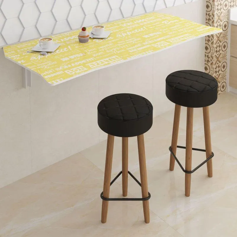 Mesa Dobrável 90cm Linha Apetit Com 2 Banquetas Aspen Gold