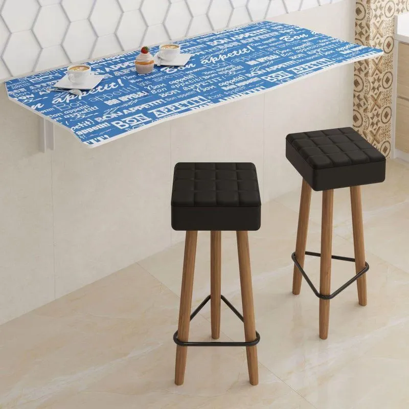 Mesa Dobrável 90cm Linha Apetit Com 2 Banquetas Princess Blue