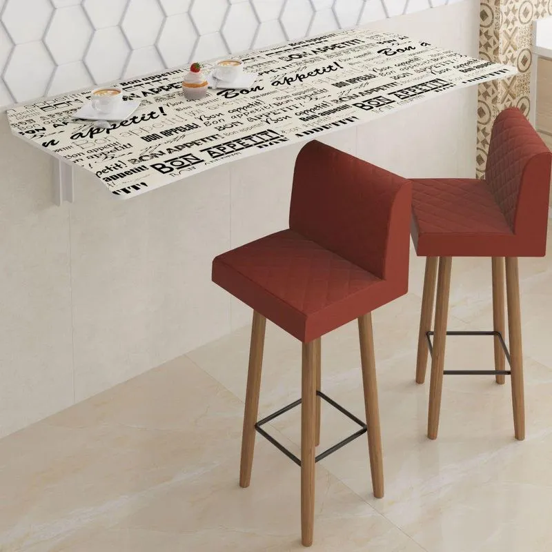 Mesa Dobrável 90cm Linha Apetit Com 2 Banquetas Sweet Corn