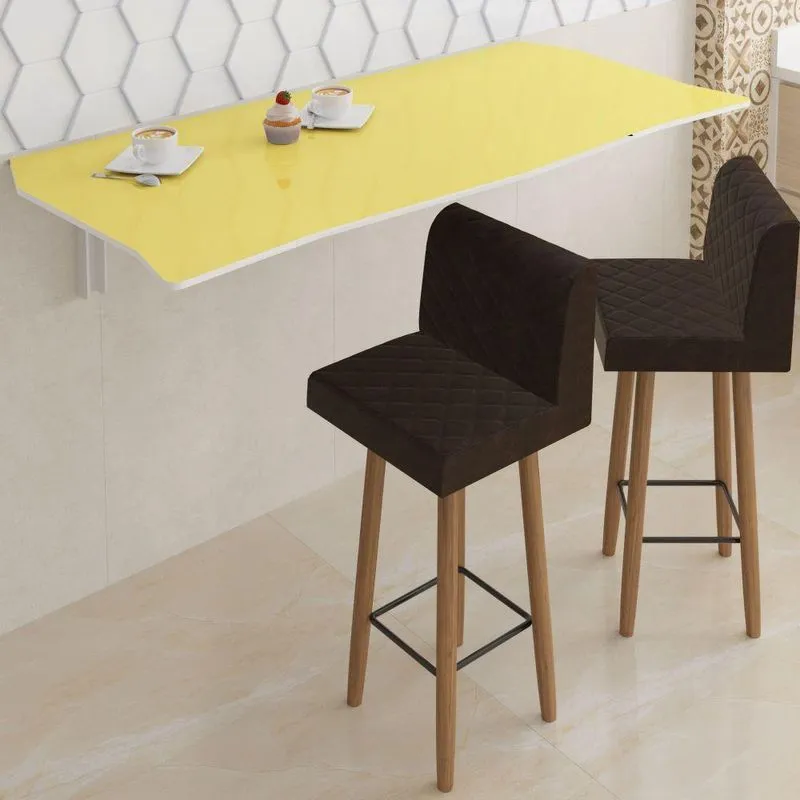 Mesa Dobrável 90cm Linha Flat Com 2 Banquetas Aspen Gold