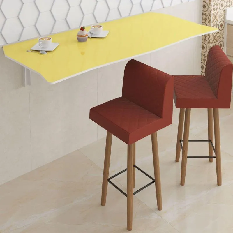 Mesa Dobrável 90cm Linha Flat Com 2 Banquetas Aspen Gold