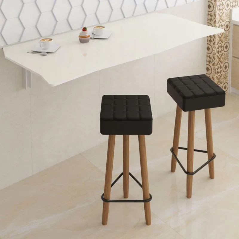 Mesa Dobrável 90cm Linha Flat Com 2 Banquetas Sweet Corn
