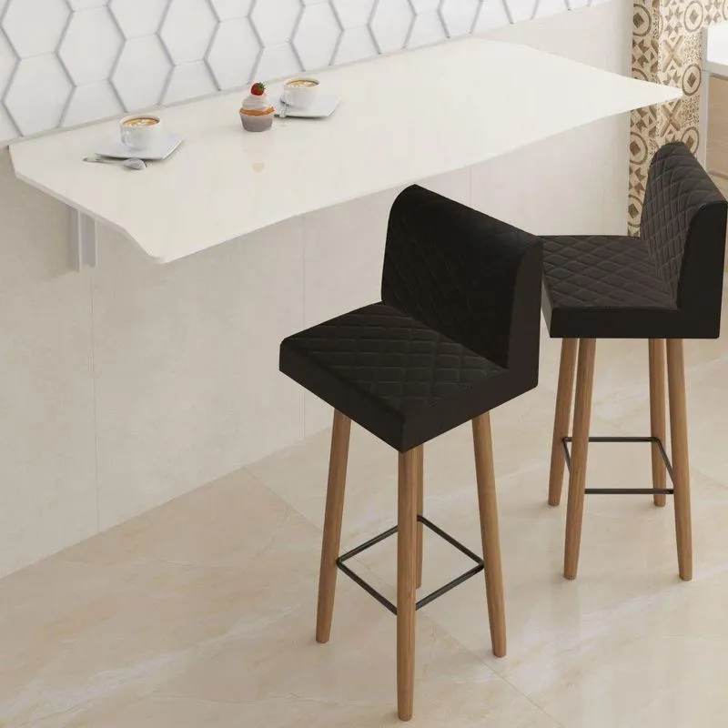 Mesa Dobrável 90cm Linha Flat Com 2 Banquetas Sweet Corn