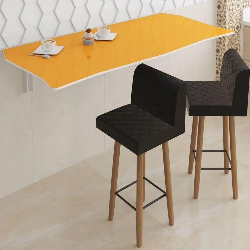 Mesa Dobrável 90cm Linha Flat Com 2 Banquetas Turmeric