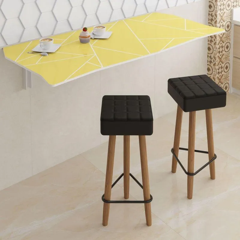 Mesa Dobrável 90cm Linha Lux Com 2 Banquetas Aspen Gold