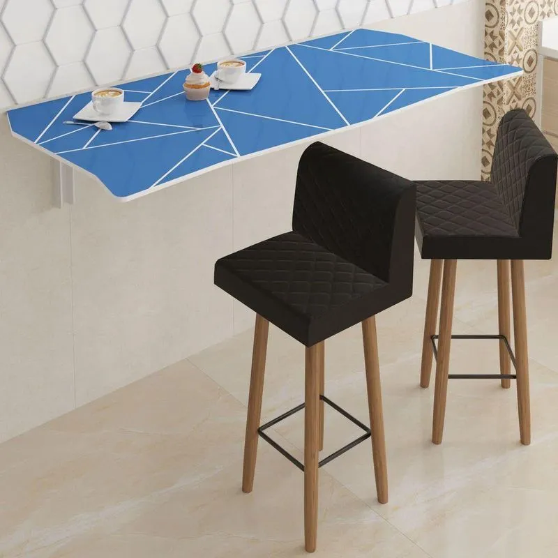 Mesa Dobrável 90cm Linha Lux Com 2 Banquetas Princess Blue