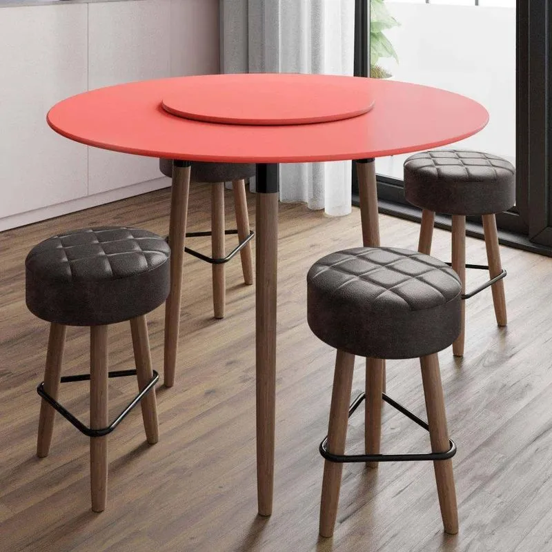 Conjunto Mesa Jantar 110 Cm 4 Banquetas Marrons Living Coral