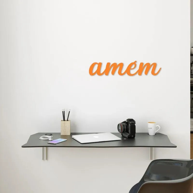 Palavra Decorativa De Parede Em Mdf Amém Turmeric