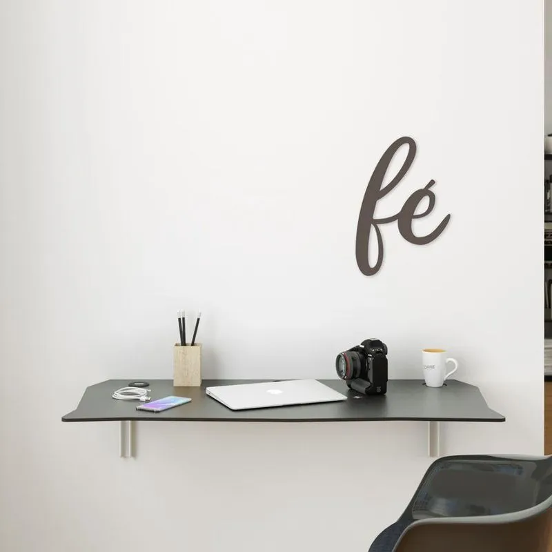 Palavra Decorativa De Parede Em Mdf Fé Brown Granite