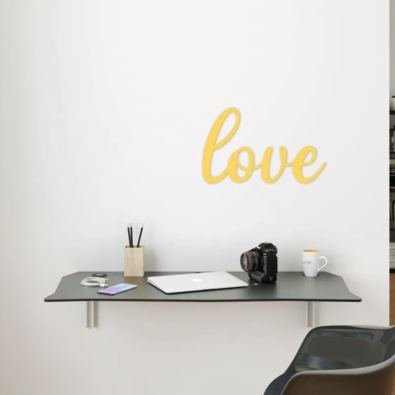 Palavra Decorativa De Parede Em Mdf Love Aspen Gold