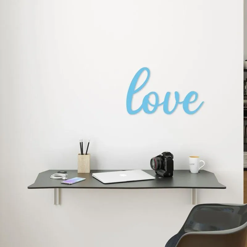 Palavra Decorativa De Parede Em Mdf Love Azul Claro